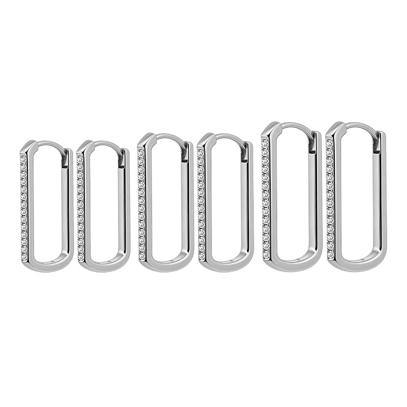 SET DI 6 ORECCHINI A CERCHIO RETTANGOLARE CON ZIRCONI - MY2552C295