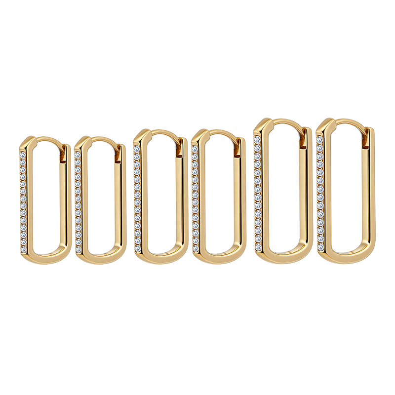 SET DI 6 ORECCHINI A CERCHIO RETTANGOLARE CON ZIRCONI - MY2552C295