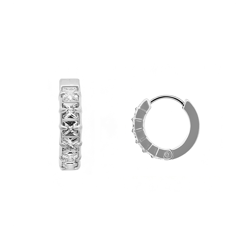 ORECCHINI A CERCHIO CON ZIRCONI QUADRATI - MY25616C317