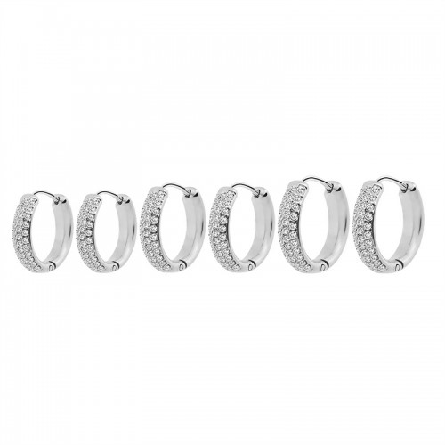 SET DI 6 ORECCHINI A CERCHIO CON ZIRCONI A TRE FILE - MY25712C277