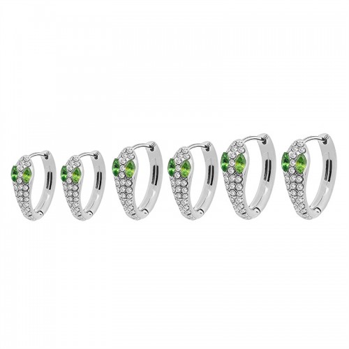 SET DI 6 ORECCHINI A CERCHIO A SERPENTE CON OCCHI VERDI - MY25712C310