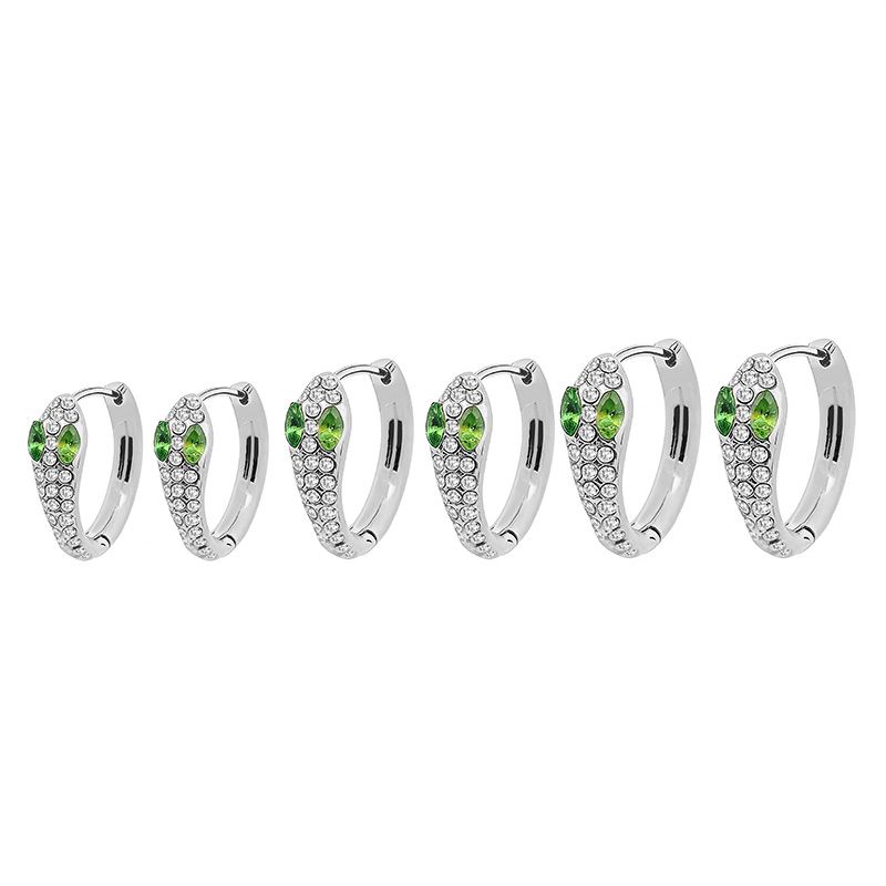 SET DI 6 ORECCHINI A CERCHIO A SERPENTE CON OCCHI VERDI - MY25712C310