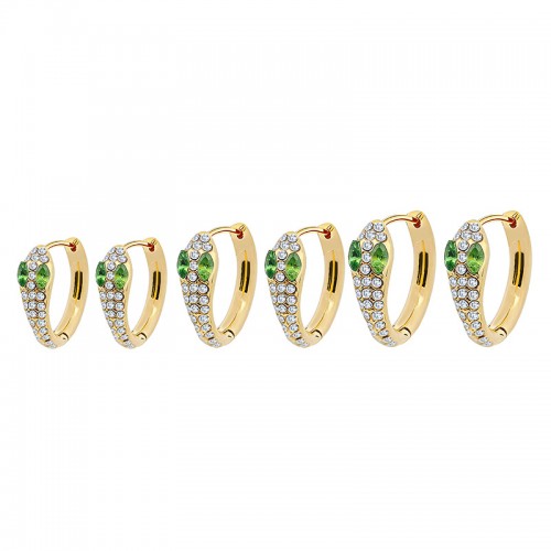 SET DI 6 ORECCHINI A CERCHIO A SERPENTE CON OCCHI VERDI - MY25712C310