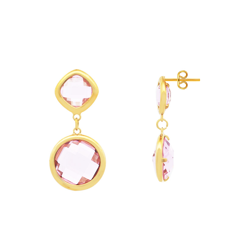 ORECCHINI PENDENTI CON CRISTALLO QUADRATO E ROTONDO COLORATO - MY2572C249