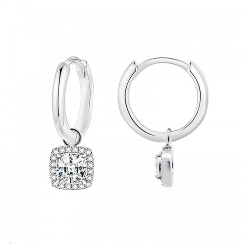 ORECCHINI A CERCHIO CON PENDENTE QUADRATO IN ZIRCONE - MY25736B470