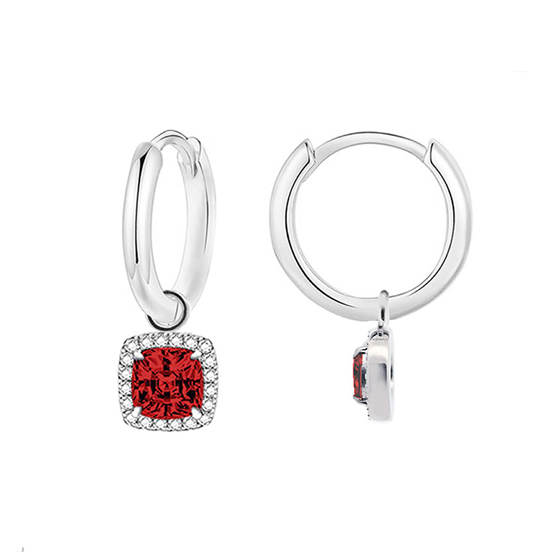 ORECCHINI A CERCHIO CON PENDENTE QUADRATO IN ZIRCONE - MY25736B470