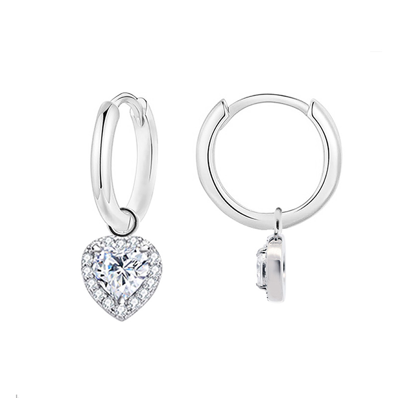 ORECCHINI A CERCHIO CON PENDENTE CUORE IN ZIRCONE - MY25736B473
