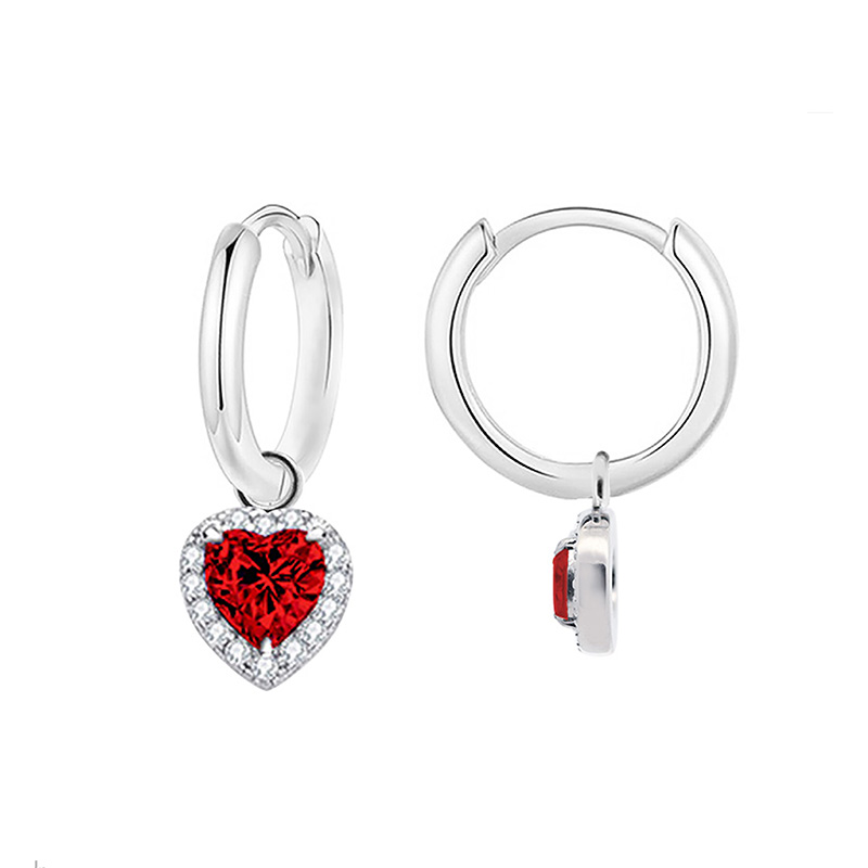 ORECCHINI A CERCHIO CON PENDENTE CUORE IN ZIRCONE - MY25736B473