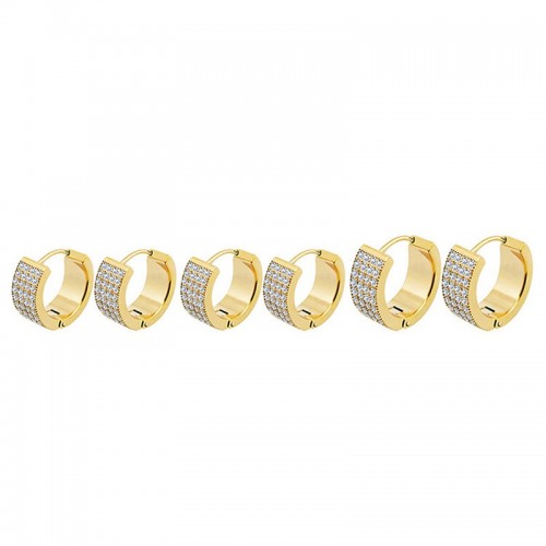 SET DI 6 ORECCHINI A CERCHIO CON ZIRCONI A QUATTRO FILE - MY2580C292