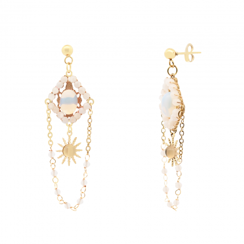 ORECCHINI PENDENTI CON PIETRE E CRISTALLI - NK21124112F76