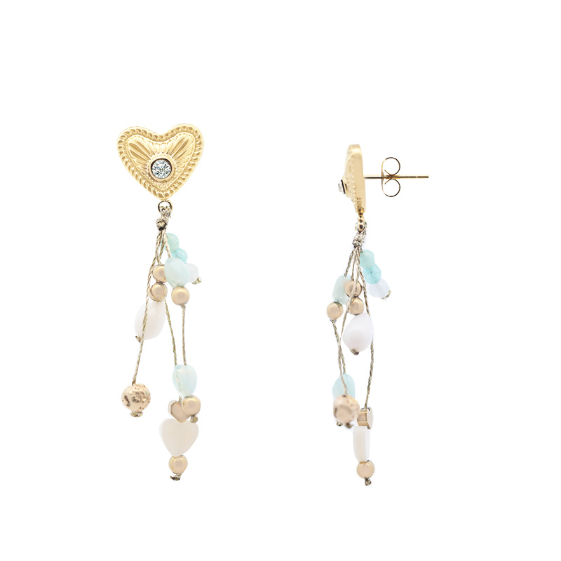 ORECCHINI CUORE CON PENDENTI DI PERLINE - NK2112480F75 ORECCHINI CUORE CON PENDENTI DI PERLINE - NK2112480F75