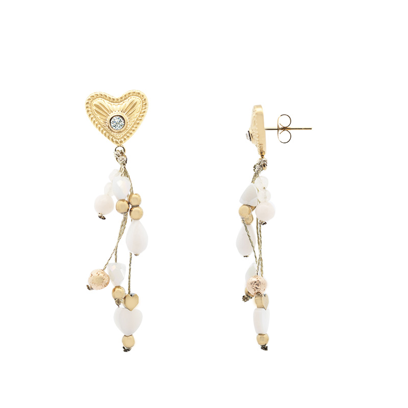ORECCHINI CUORE CON PENDENTI DI PERLINE - NK2112480F75 ORECCHINI CUORE CON PENDENTI DI PERLINE - NK2112480F75