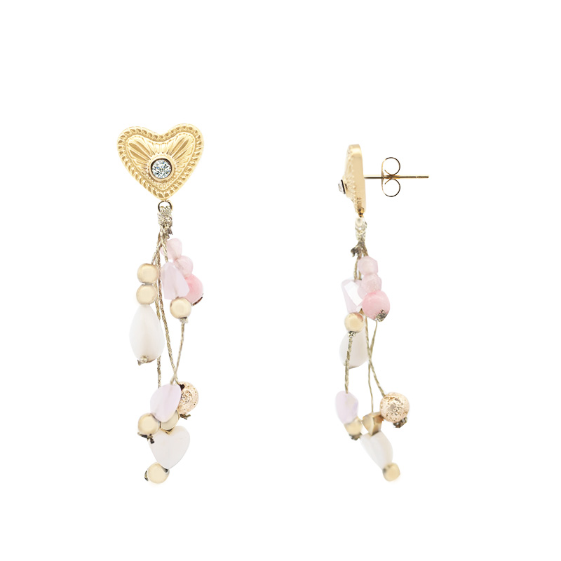 ORECCHINI CUORE CON PENDENTI DI PERLINE - NK2112480F75 ORECCHINI CUORE CON PENDENTI DI PERLINE - NK2112480F75