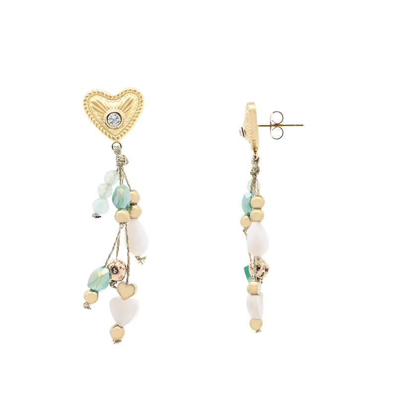 ORECCHINI CUORE CON PENDENTI DI PERLINE - NK2112480F75 ORECCHINI CUORE CON PENDENTI DI PERLINE - NK2112480F75