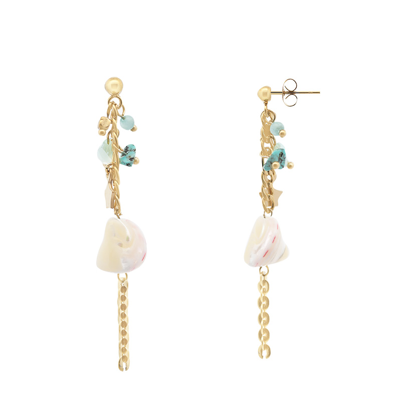 ORECCHINI PENDENTI CON PIETRA E CONCHIGLIA - NK2112480F96 ORECCHINI PENDENTI CON PIETRA E CONCHIGLIA - NK2112480F96