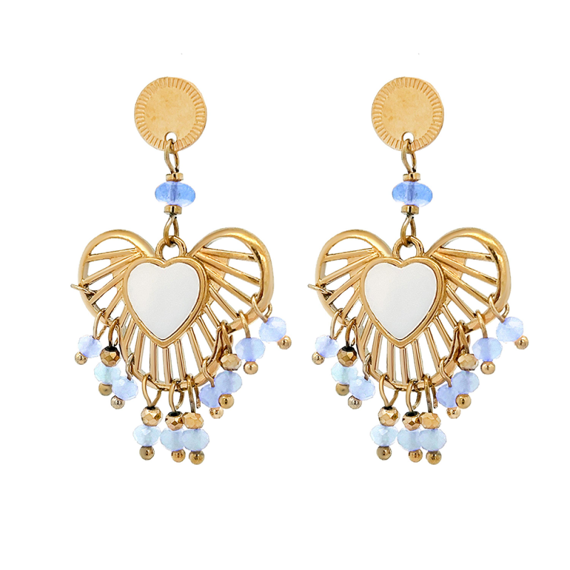 ORECCHINI PENDENTI CUORE CON CRISTALLI - NK211248F89
