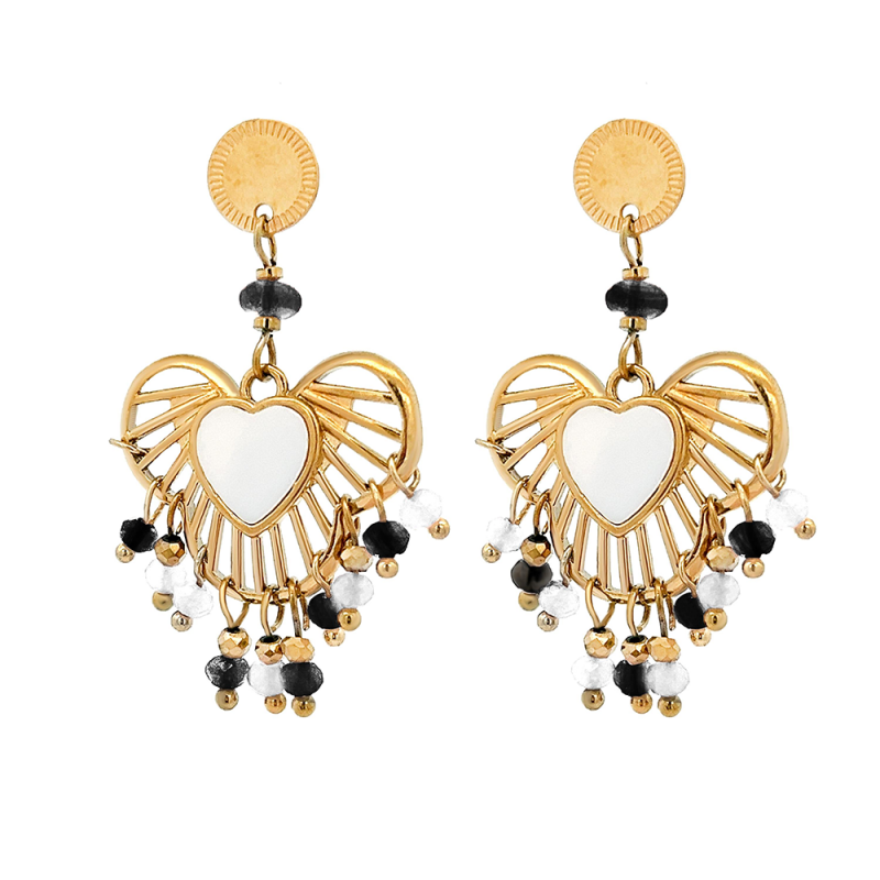 ORECCHINI PENDENTI CUORE CON CRISTALLI - NK211248F89