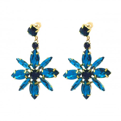 ORECCHINI PENDENTI FIORE CON CRISTALLI - NK22111D217