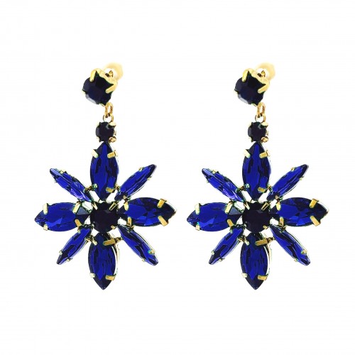 ORECCHINI PENDENTI FIORE CON CRISTALLI - NK22111D217