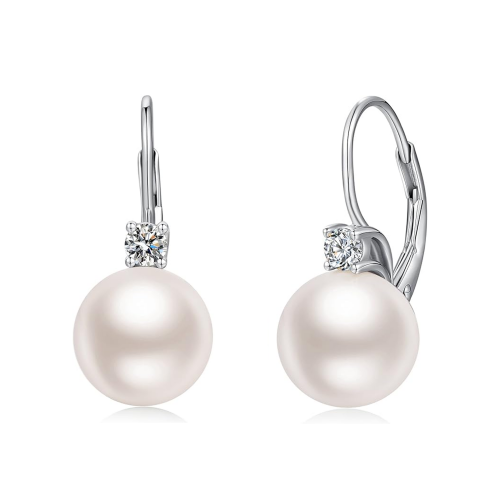 RHINESTONE AND PEARL HOOK EARRINGS 10MM - QJ2232D605