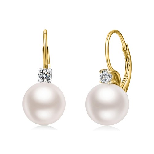 RHINESTONE AND PEARL HOOK EARRINGS 10MM - QJ2232D605