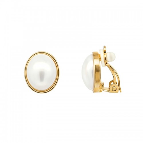 ORECCHINI A CLIP CON PERLA OVALE - QJ2236D593/C362