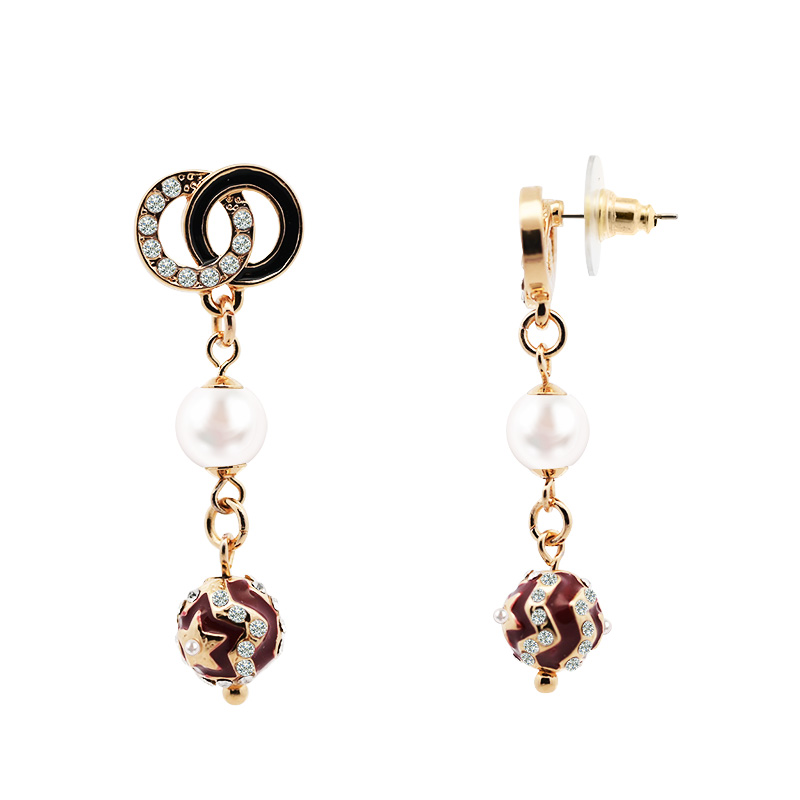 ORECCHINI PENDENTI DOPPIO CERCHIO CON PALLINA STELLA - S160002R