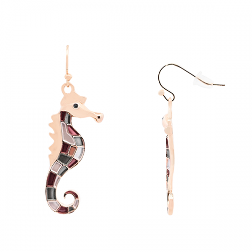 ORECCHINI CON CIONDOLO CAVALLUCCIO MARINO SMALTATO - SW24112A822