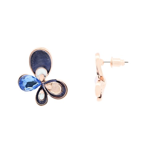 ORECCHINI FARFALLA SMALTATA CON CRISTALLO - SW2480A796