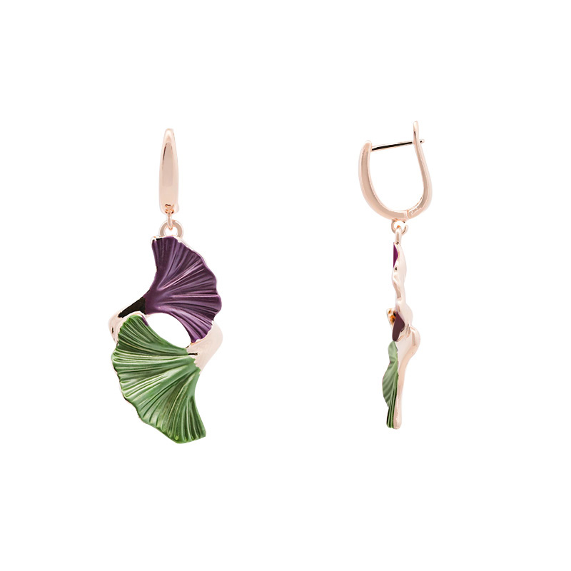 ORECCHINI PENDENTI FOGLIE DI GINKGO SMALTATE - SW2552C496