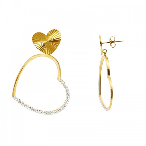 ORECCHINI PENDENTI A CUORE CON STRASS - YC24108B663