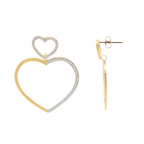 ORECCHINI PENDENTI A CUORE CON STRASS - YC24112B664