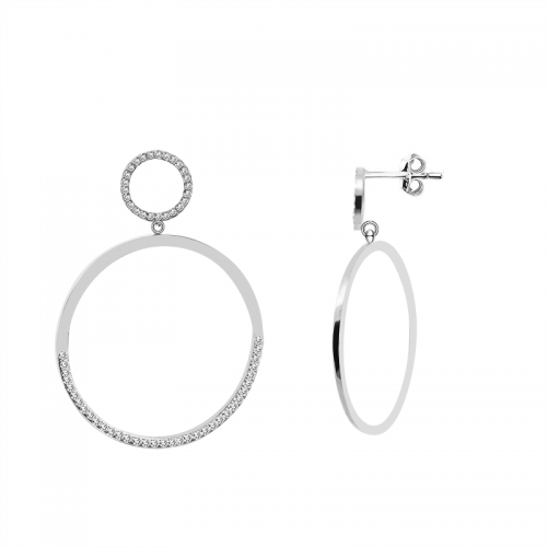 ORECCHINI PENDENTI A DOPPIO CERCHIO CON STRASS - YC24112B666