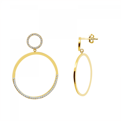 ORECCHINI PENDENTI A DOPPIO CERCHIO CON STRASS - YC24112B666