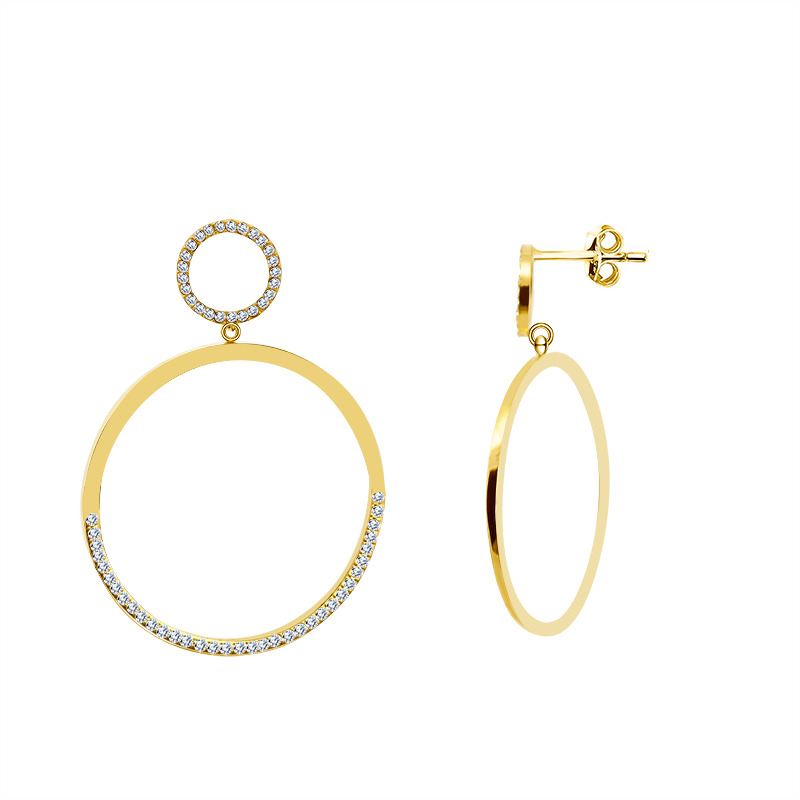 ORECCHINI PENDENTI A DOPPIO CERCHIO CON STRASS - YC24112B666