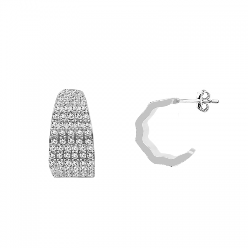 ORECCHINI A CERCHIO LARGHI CON PAVÉ DI ZIRCONI CUBICI - YC24120B644