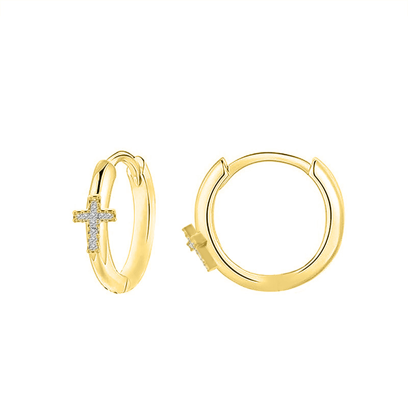 ORECCHINI A CERCHIO CON CROCE IN STRASS - YC2440B649