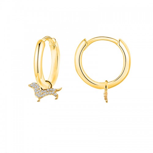 RHINESTONE DOG DANGLE HOOP EARRINGS - YC2452B667