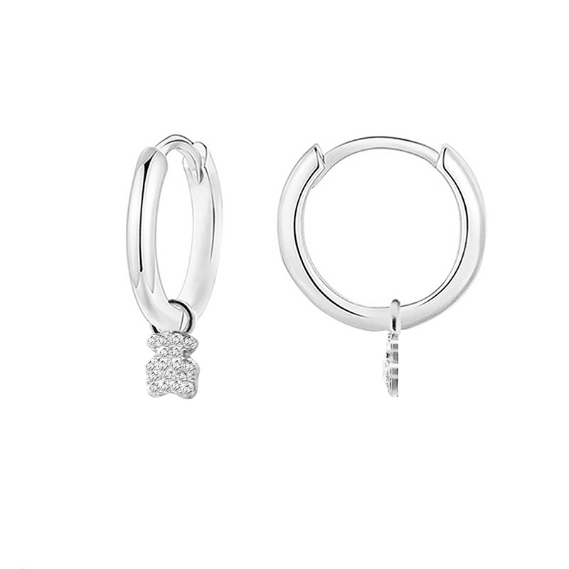 ORECCHINI A CERCHIO CON PENDENTE ORSETTO IN STRASS - YC2452B670 ORECCHINI A CERCHIO CON PENDENTE ORSETTO IN STRASS - YC2452B670