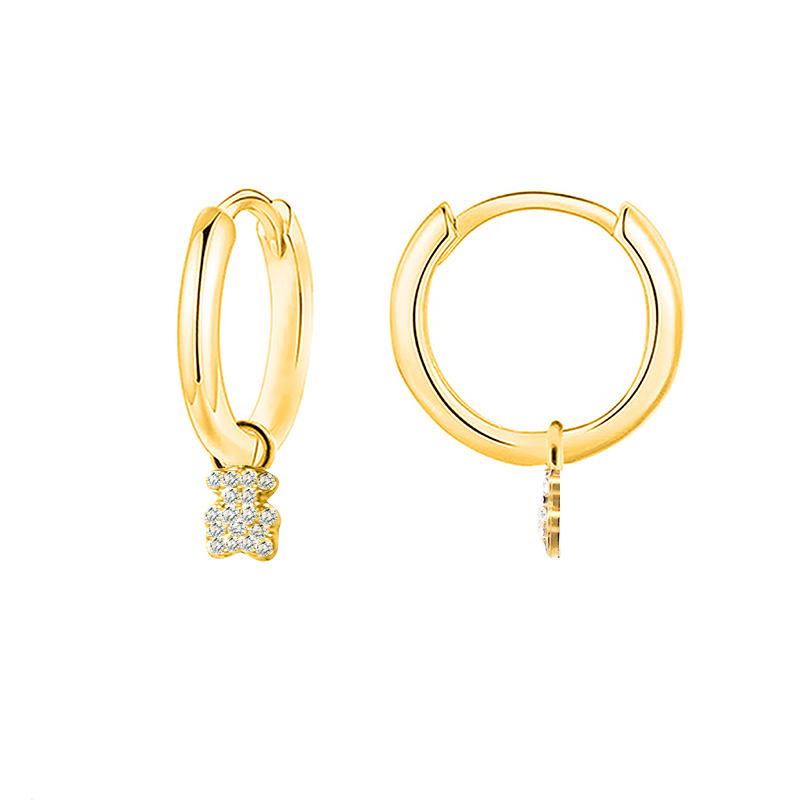 ORECCHINI A CERCHIO CON PENDENTE ORSETTO IN STRASS - YC2452B670 ORECCHINI A CERCHIO CON PENDENTE ORSETTO IN STRASS - YC2452B670