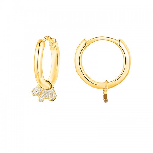 RHINESTONE DOG DANGLE HOOP EARRINGS - YC2452B676