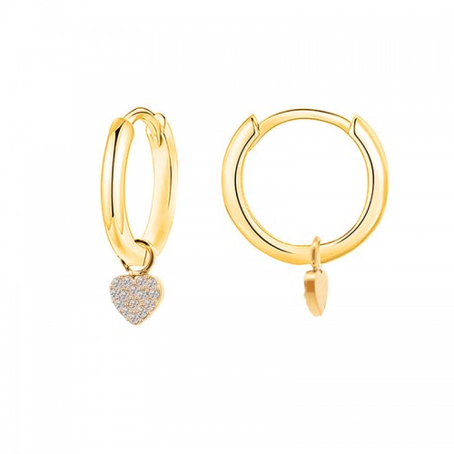 ORECCHINI A CERCHIO CON PENDENTE CUORE IN STRASS - YC2452B679