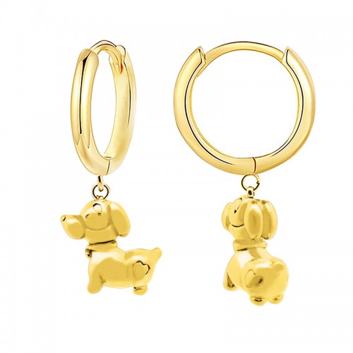 ORECCHINI A CERCHIO CON PENDENTE CANE - YC2452B947
