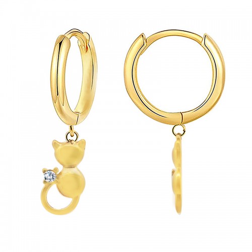 ORECCHINI A CERCHIO CON PENDENTE GATTO - YC2452B948