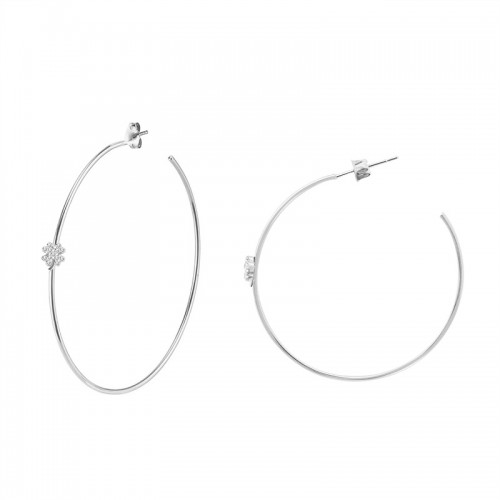 ORECCHINI A CERCHIO GRANDE SOTTILE CON QUADRIFOGLIO IN STRASS - YC2460B653