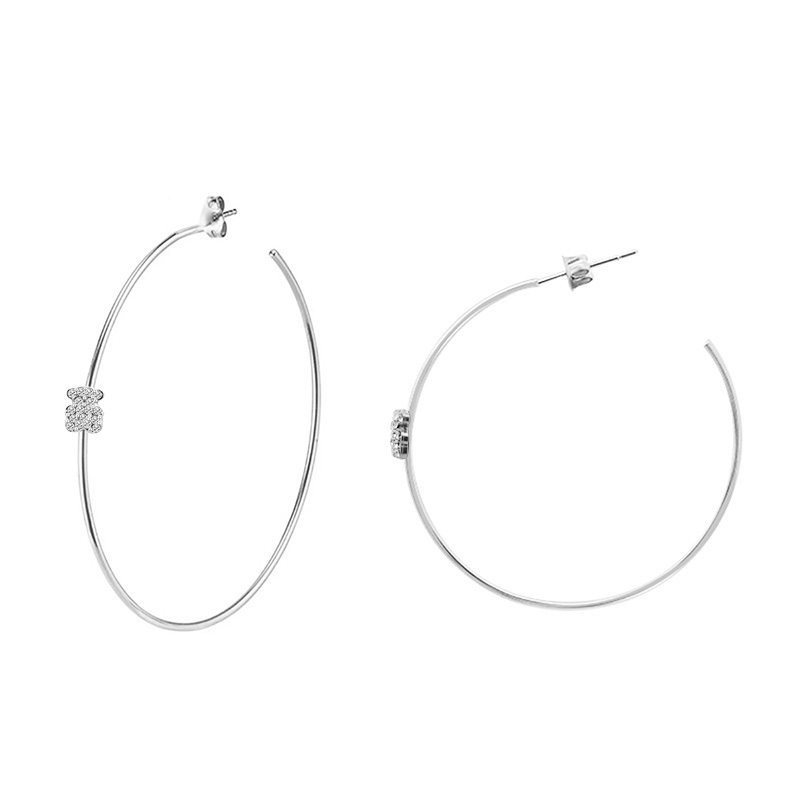 ORECCHINI A CERCHIO GRANDE SOTTILE CON ORSETTO IN STRASS - YC2460B655 ORECCHINI A CERCHIO GRANDE SOTTILE CON ORSETTO IN STRASS - YC2460B655