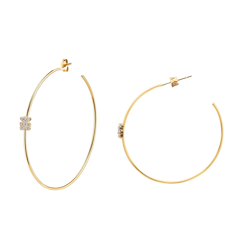 ORECCHINI A CERCHIO GRANDE SOTTILE CON ORSETTO IN STRASS - YC2460B655 ORECCHINI A CERCHIO GRANDE SOTTILE CON ORSETTO IN STRASS - YC2460B655