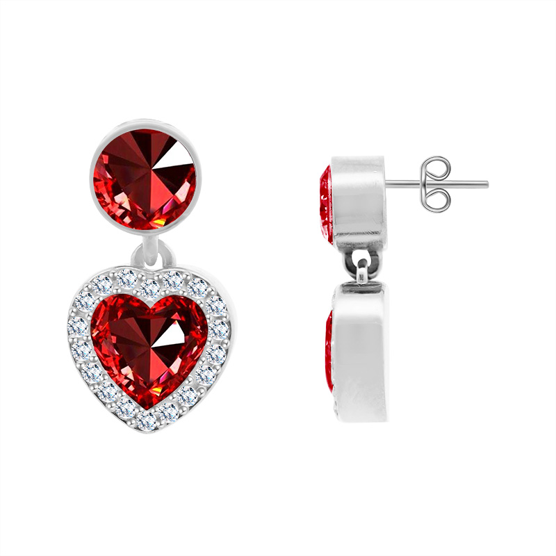 ORECCHINI PENDENTI CON ZIRCONI ROTONDI E CUORI - YC2476B960