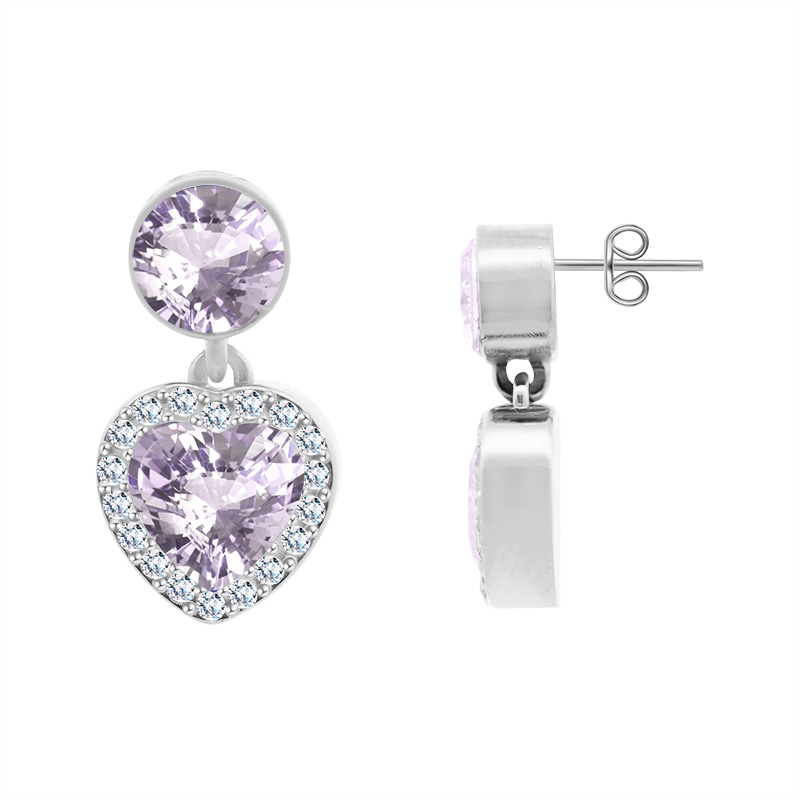 ORECCHINI PENDENTI CON ZIRCONI ROTONDI E CUORI - YC2476B960