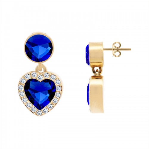 ORECCHINI PENDENTI CON ZIRCONI ROTONDI E CUORI - YC2476B960